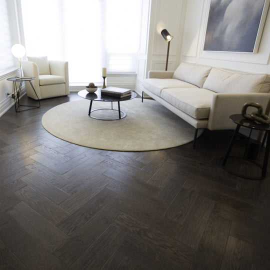 Herringbone Hand Scraped White Oak Hardwood